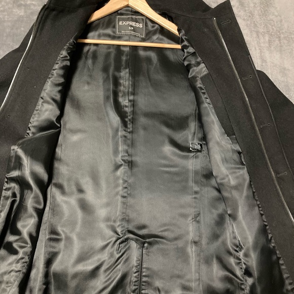 Express Wool Coat Men’s Size Small Black - Picture 6 of 16